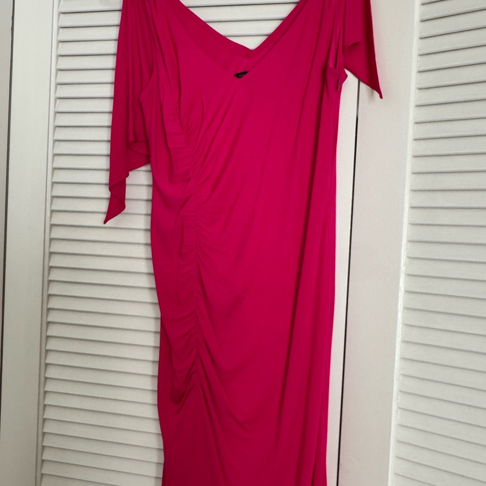 David Meister Vibrant Pink Asymmetrical Dress
